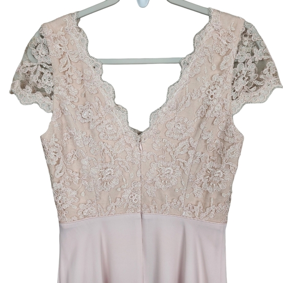 Calvin Klein Light Petal Pink Bridesmaid Formal Lace A-Line Dress Women's Size 6 - Picture 7 of 15